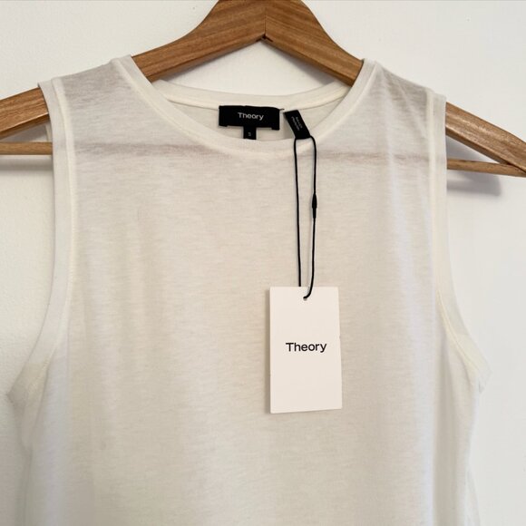 THEORY SHEER IVORY DRAPY PLEATS PEPLUM TOP -SIZE SMALL - Picture 4 of 7